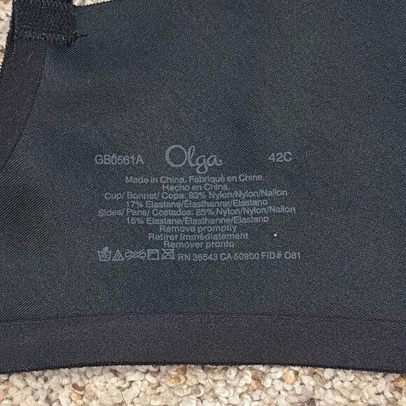 Olga No Side Effects Black Contour Underwire Bra 42C - Picture 5 of 7